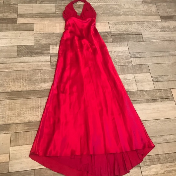 Red Silk Formal Prom Dress - Picture 3 of 6